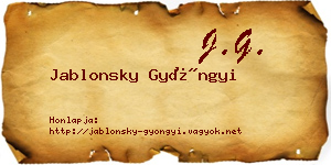 Jablonsky Gyöngyi névjegykártya